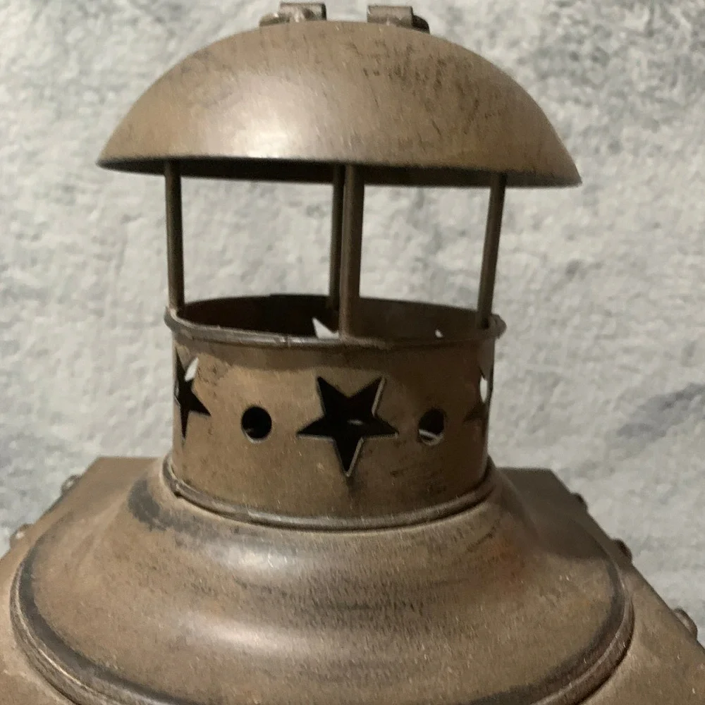 Rustic Metal Horseshoe Texas Star Lantern Western Farmhouse Decor Bronze 13.5in
